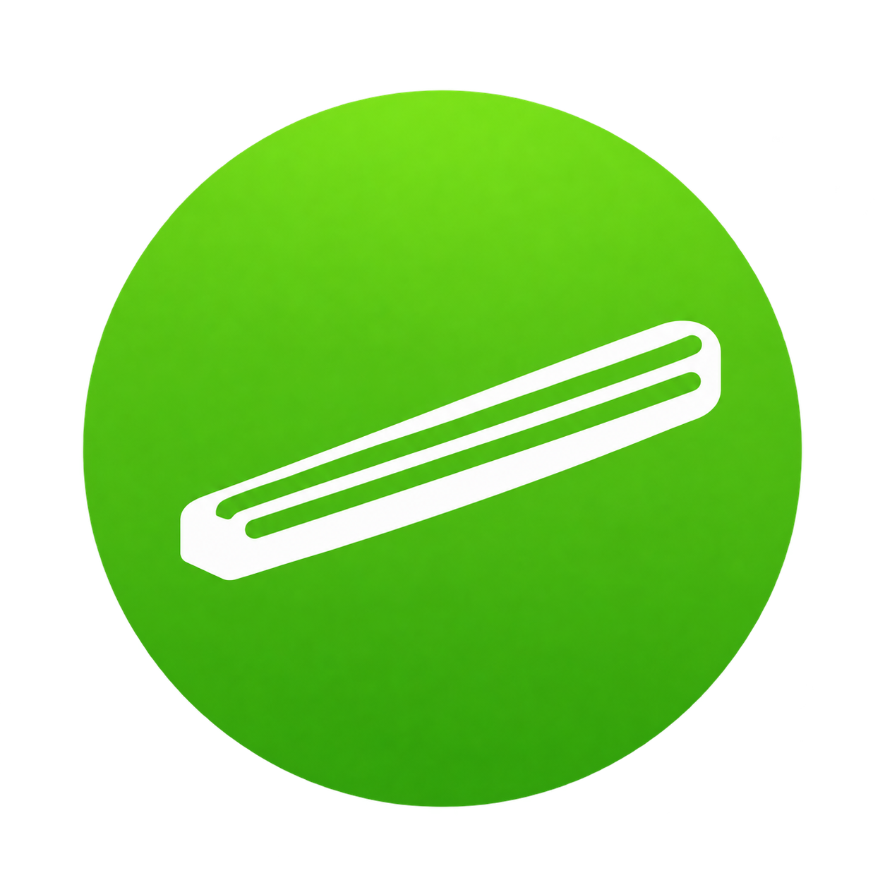 Green circular icon featuring a white sliding door track silhouette, representing patio door track replacement, deep track cleaning, and track repair services.